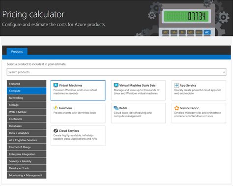 azure portal calculator